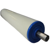 POBCO, Inc. Conveyor Roller, 7/16in HEX Steel Shaft, 1.90in OD White PVC, Delrin Ball Bearing, 