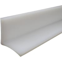 POBCO, Inc. Guide Angle Profile, White UHMW, 10Ft Length, 1in Thick x 1in Wide, 1/4in Thick Leg