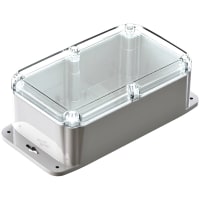 Polycase Enclosure, Flanged, PanelMnt, Polycarbonate, UL94VO, Gray, 8.75X5.25X3.3In, ML Series