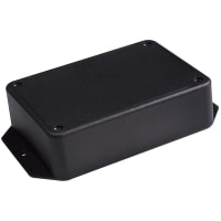 Polycase Enclosure, Flanged, Flame Retardant ABS Plastic, 4.50 x 3.25 x 1.30 in, Black