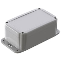 Polycase Enclosure, Flanged, Polycarbonate, UL94VO, Gray, 8.75x5.25x3.3In, Gray Cover