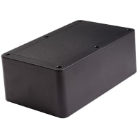 Polycase Enclosure, Box-Lid, Desktop, ABS, UL94-5VA, Black, 8.25x5x3 In, DC Series