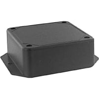 Polycase Enclosure, Flanged, Panel Mount, ABS, UL94-5VA, Black, 3.3x3.3x1.25 In, LP Series