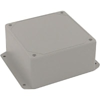 Polycase Enclosure, Flanged, PanelMount, ABS, UL94-5VA, Gray, 4.62x4.62x2.255In, DCSeries