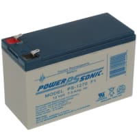 Power Sonic Battery, Rechargeable, Rectangular, Lead Acid, 12VDC, 7Ah, Quick Disconnect: 0.187, SLA