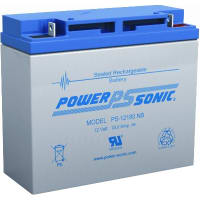 Power Sonic Battery, Rechargeable, Rectangular, Lead Acid, 12VDC, 18Ah, Bolt Fastened, SLA Series