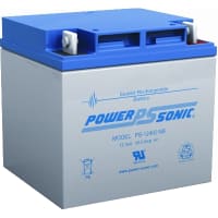 Power Sonic Battery, Rechargeable, Rectangular, 12VDC, 40Ah, Bolt Fastened, SLA Series