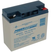 Power Sonic Battery, Rechargeable, Rectangular, Lead Acid, 12VDC, 18Ah, Quick Disconnect: 0.25, SLA