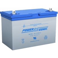 Power Sonic Battery, Rechargeable, Lead Acid, 12VDC, 100Ah, Universal Terminal, SLA Series