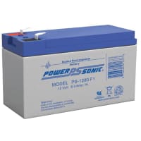 Power Sonic Battery, Rechargeable, Rectangular, Lead Acid, 12VDC, 8Ah, Quick Disconnect: 0.25, SLA