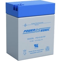 Power Sonic Battery, Rechargeable, Rectangular, Lead Acid, 6VDC, 12Ah, Quick Disconnect: 0.187