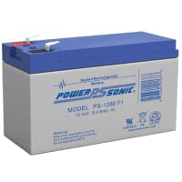 Power Sonic Battery, Rechargeable, Rectangular, Lead Acid, 12VDC, 8Ah, Quick Disconnect: 0.187, SLA