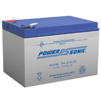 Power Sonic Battery, Rechargeable, Rectangular, Lead Acid, 12VDC, 14Ah, Quick Disconnect: 0.25, SLA