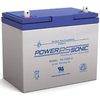 Power Sonic Battery, Rechargeable, Rectangular, Lead Acid, 12VDC, 55Ah, Bolt Fastened, SLA Series