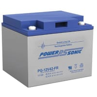 Power Sonic Battery, Rechargeable, Rectangular, Lead Acid, 12VDC, 42Ah, Threaded Stud, SLA Series