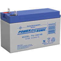 Power Sonic Battery, Rechargeable, Lead Acid, 12VDC, 9Ah, 6x2.6x3.7" (151x65x94mm), PS Series