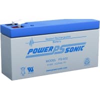 Power Sonic Battery, Rechargeable, Rectangular, Lead Acid, 8VDC, 3.2Ah, Quick Disconnect:0.187, SLA