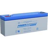 Power Sonic Battery, Rechargeable, Rectangular, Lead Acid, 12VDC, 3.8Ah, Quick Disconnect: 0.187