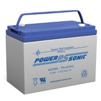 Power Sonic Battery, Rechargeable, Rectangular, Lead Acid, 6VDC, 210Ah, Threaded Stud, PS Series