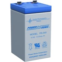 Power Sonic Battery, Rechargeable, Rectangular, Lead Acid, 4VDC, 4.5Ah, Quick Disconnect: 0.25, SLA