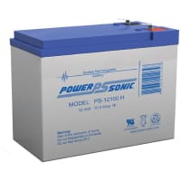 Power Sonic Battery, Rechargeable, Rectangular, Lead Acid, 12VDC, 10.5Ah, SLA Series