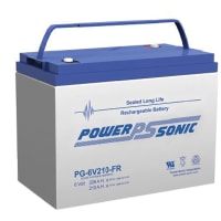 Power Sonic Battery, Rechargeable, Rectangular, Lead Acid, 6VDC, 210Ah, Threaded Stud, SLA Series