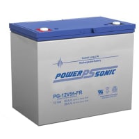 Power Sonic Battery, Rechargeable, Rectangular, Lead Acid, 12VDC, 56Ah, Threaded Stud, SLA Series