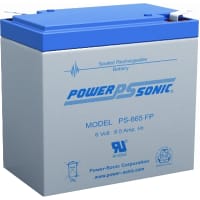 Power Sonic Battery, Rechargeable, Rectangular, Lead Acid, 6VDC, 6.5Ah, Quick Disconnect: 0.187