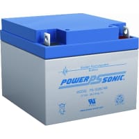 Power Sonic Battery, Rechargeable, Rectangular, Lead Acid, 12VDC, 26Ah, Bolt Fastened, SLA Series