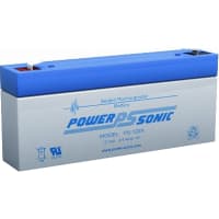 Power Sonic Battery, Rechargeable, Rectangular, Lead Acid, 12VDC, 2.9Ah, Quick Disconnect: 0.187