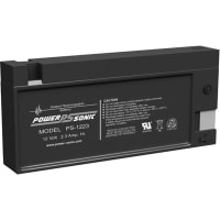 Power Sonic Battery, Rechargeable, Rectangular, Lead Acid, 12VDC, 2.3Ah, Pressure Contact, SLA