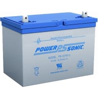 Power Sonic Battery, Rechargeable, Lead Acid, 12VDC, 75Ah, Universal Terminal, SLA Series