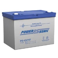 Power Sonic Battery, Rechargeable, Rectangular, Lead Acid, 12VDC, 75Ah, Threaded Stud, SLA Series