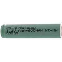 Power Sonic Battery, Rechargeable, AAA, Nickel-Metal Hydride, 1.2VDC, 600mAh, Pressure Contact, NH