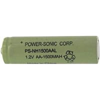 Power Sonic Battery, Rechargeable, AA, Nickel-Metal Hydride, 1.2VDC, 1.5Ah, Pressure Contact, NH