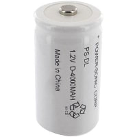 Power Sonic Battery, Rechargeable, D, Nickel-Cadmium, 1.2VDC, 4Ah, Button Top, PS Series