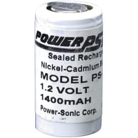 Power Sonic Battery, Rechargeable, SC, Nickel-Cadmium, 1.2VDC, 1.5Ah, Flat Top, PS Series