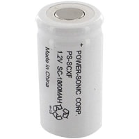 Power Sonic Battery, Rechargeable, SC, Nickel-Cadmium, 1.2VDC, 1.8Ah, Flat Top, PS Series