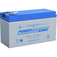 Power Sonic Battery, Rechargeable, Rectangular, Lead Acid, 12VDC, 9Ah, Quick Disconnect: 0.25, SLA