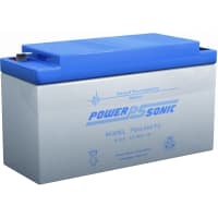 Power Sonic Battery, Rechargeable, Rectangular, Lead Acid, 6VDC, 5Ah, Quick Disconnect: 0.25, PSG