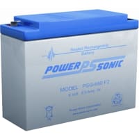 Power Sonic Battery, Rechargeable, Rectangular, Lead Acid, 6VDC, 8Ah, Quick Disconnect: 0.25, PSG