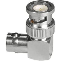 Amphenol RF RF Coaxial Adapter, BNC Jack to Plug, 50 Ohm, In-Series, Right Angle, BNC Series