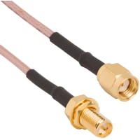 Amphenol RF RF Cable, RP-SMA, Plug to Straight Bulkhead Jack, RG-316, 6-Inch, 50 Ohms