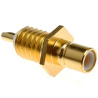 Amphenol RF Receptacle, SMB, 50 Ohms, Bulkhead, Gold, Brass, Quick Connect/Disconnect