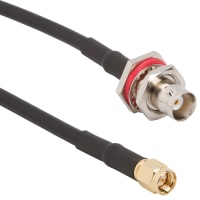 Amphenol RF Cable, BNC Bulkhead Straight Jack to SMA Straight Plug on RG-58 Cable, 1 Meters