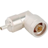 Amphenol RF Connector, rf coaxial, n rt angle plug, crimp-solder, rg142b, 400 cable, 50 ohm