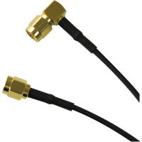 Amphenol RF SMA Right Angle Plug to SMA Straight Plug on RG-174 cable, 1.00 Meters