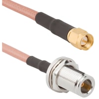 Amphenol RF RF Cable, N-Type Str Bkhd Jk to SMA Str Pl RG-142 50 Ohm 18 Inch