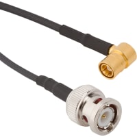 Amphenol RF Cable Assemblies, SMB Plug R/A to BNC Plug Straight, RG-174, 18 in, 50 Ohms