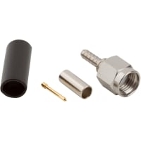 Amphenol RF Connector, SMA Plug, Crimp, Straight, Gold over Nickel, 50 Ohms